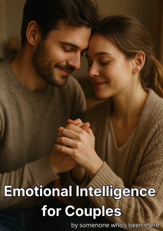 Couple holding hands with text overlay 'Emotional Intelligence for Couples' by someone who's been there